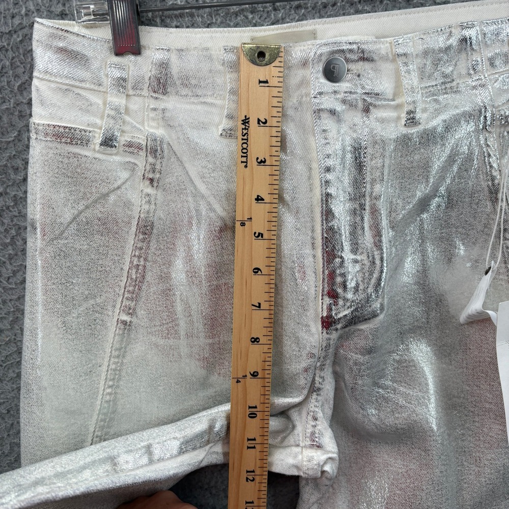 Pilcro Jeans Women 28 Silver Metallic High Rise Straight Leg Denim Pants - Picture 12 of 16